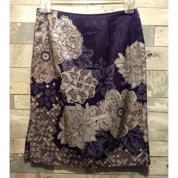 Talbots Floral Silk Cotton Blend Lined Skirt Size 6 - Picture 7 of 15